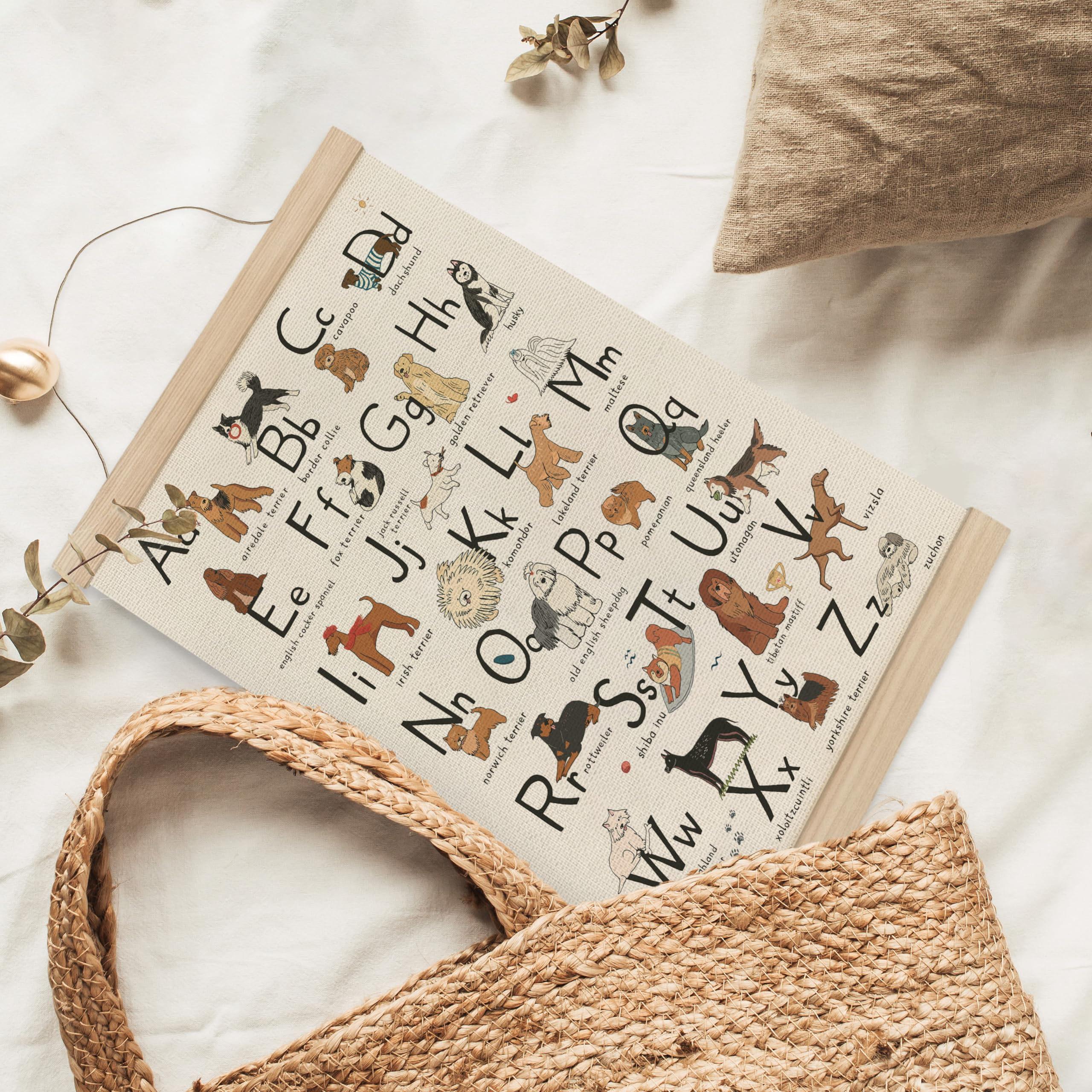 Amazon.com: MAQIKA ABC Alphabet Chart Dog Poster Framed with Wood